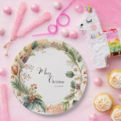 Floral Merry Christmas Party Classic Pappteller (Party)