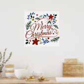 Floral Merry Christmas Poster (Küche)