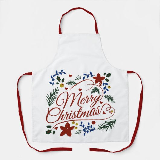Floral Merry Christmas Schürze (Vorderseite)