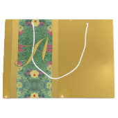 Floral Messingähnliche Monogram-Geschenktasche Große Geschenktüte (Vorderseite)
