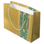 Floral Messingähnliche Monogram-Geschenktasche Große Geschenktüte (Rückseite Schrägansicht)