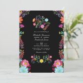 Floral Mexican Fiesta QR Code UAWG Wedding Einladung (Stehend Vorderseite)