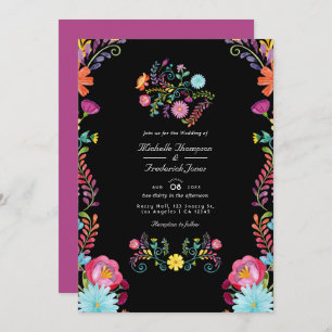 Floral Mexican Fiesta QR Code UAWG Wedding Einladung