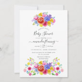 Floral mexikanische Fiesta Babydusche Einladung (Vorderseite)