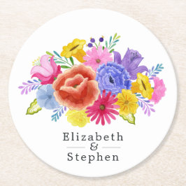 Floral mexikanische Fiesta Wedding Runder Pappuntersetzer