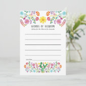 Floral mexikanisches Fiesta Baby oder Brautparty Hinweiskarte (Stehend Vorderseite)