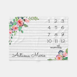 Floral Milestone Baby Blanket Fleecedecke