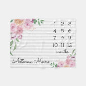 Floral Milestone Baby Blanket Fleecedecke (Vorderseite (Horizontal))