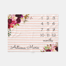 Floral Milestone Baby Blanket Fleecedecke