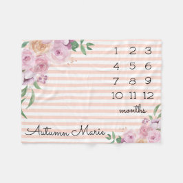 Floral Milestone Baby Blanket Fleecedecke