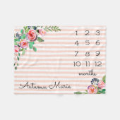 Floral Milestone Baby Blanket Fleecedecke (Vorderseite (Horizontal))