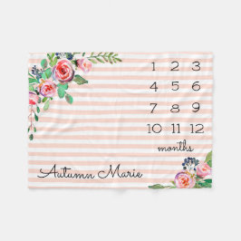 Floral Milestone Baby Blanket Fleecedecke