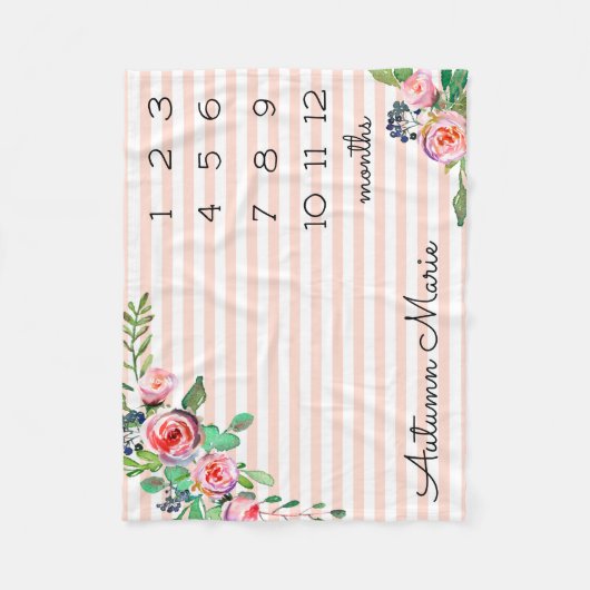 Floral Milestone Baby Blanket Fleecedecke (Vorderseite)