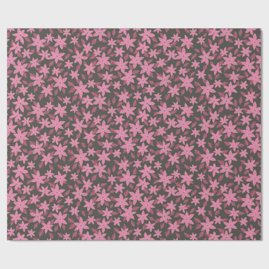 Floral Mille Fleurs Blume Muster Lila rosa Geschenkpapier (Flach)