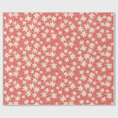 Floral Mille Fleurs Blume Muster Off-White Red Geschenkpapier (Flach)