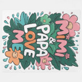 Floral Mimi und Papa Liebe Fleecedecke (Vorderseite (Horizontal))