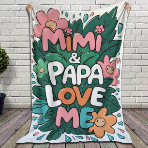 Floral Mimi und Papa Liebe Fleecedecke