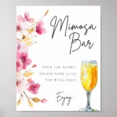 Floral Mimosa Bar Sign Brautparty Poster (Vorne)