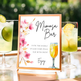Floral Mimosa Bar Sign Brautparty Poster