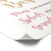 Floral Mimosa Bar Sign Pink Gold Blume Hochzeit Poster (Ecke)