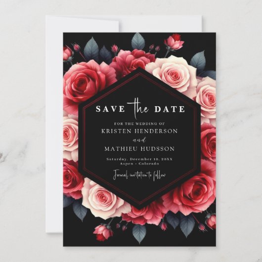 Floral Minimal Crimson Red Wedding Save The Date (Vorderseite)