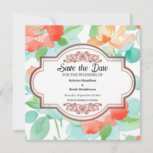 Floral Minimal Wedding Save the Date Card (Vorderseite)