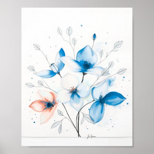 Floral Minimalist Abstract Line Art Poster (Vorne)