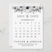 Floral Minimalist Botanical Calendar Wedding Save The Date (Vorderseite)