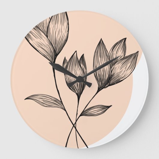 Floral minimalistic  große wanduhr (Vorderseite)