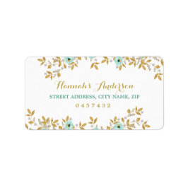 Floral Mint Gold Address Labels Adressaufkleber