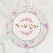 Floral Mint Gold Tea Party Kinderdusche Vielen Dan Geschenkanhänger (Rückseite)