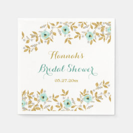 Floral Minze Gold Wreath Brautparty Napkins Serviette