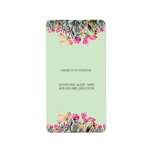 Floral minze green Return Address Label Adressaufkleber (Vorne)