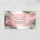 Floral Minze Grün Rosa Rose White Gold Visitenkarte (Rückseite)