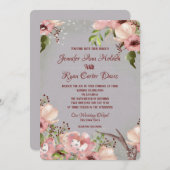 Floral mit Antlers Watercolor Hochzeit Einladung (Vorne/Hinten)