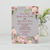 Floral mit Antlers Watercolor Hochzeit Einladung (Stehend Vorderseite)