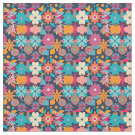 Floral mit geometrischen Formen der 60er Jahre Stoff