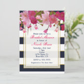 Floral mit Imitate Gold Glitzer Modernes Brautpart Einladung (Stehend Vorderseite)