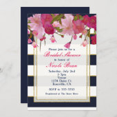 Floral mit Imitate Gold Glitzer Modernes Brautpart Einladung (Vorne/Hinten)