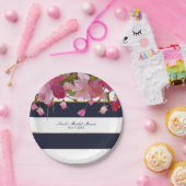 Floral mit Imitate Gold Glitzer Modernes Brautpart Pappteller (Party)