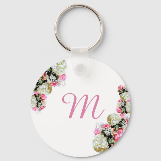 Floral Mit Monogramm gesegnete Mutter Schlüsselanhänger (Rückseite)