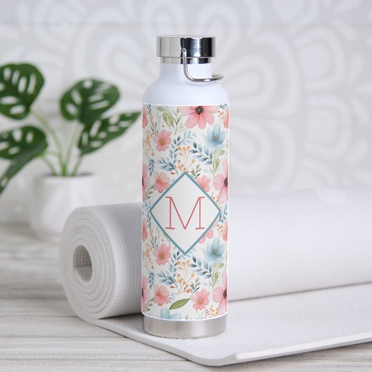 Floral mit Monogramm Trinkflasche (Yoga)