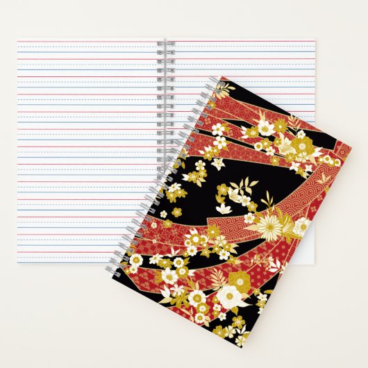 Floral Mix Kimono Muster Notizblock (Innen)