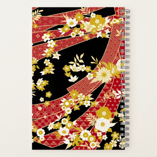 Floral Mix Kimono Muster Notizblock (Rückseite)