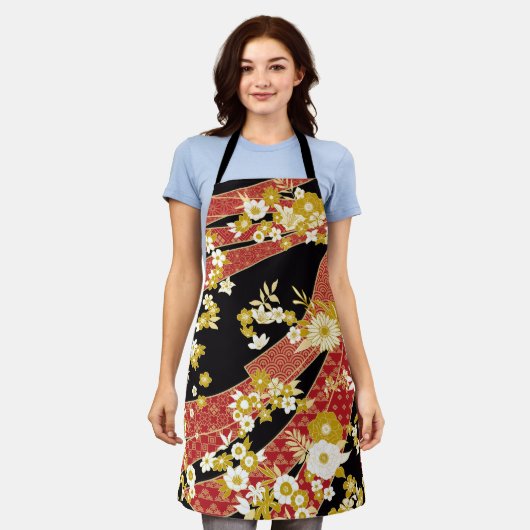 Floral Mix Kimono Muster Schürze (Getragen)