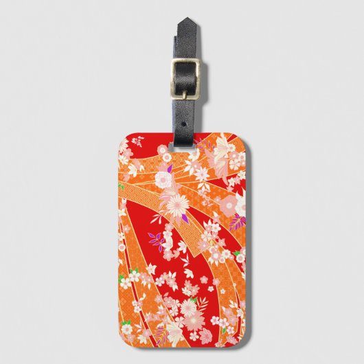 Floral Mix Kimono Pattern Spring Gepäckanhänger (Vorderseite Vertikal)
