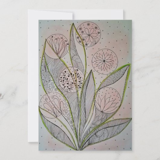 Floral Mixed Media Design Flat Card (Vorderseite)