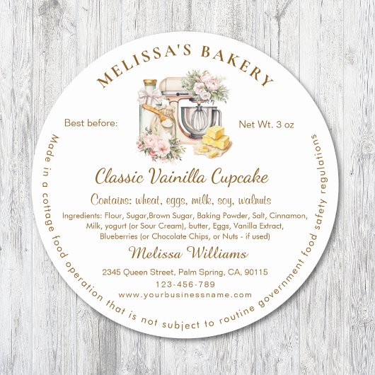 Floral Mixer Etikett Hütte Bäckerei Verpackung Runder Aufkleber