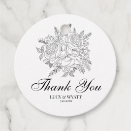 Floral Modern Black and White Vielen Dank Geschenkanhänger