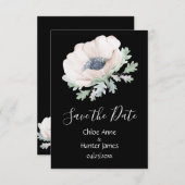 Floral Modern Black Chic Einfach Save The Date (Vorne/Hinten)